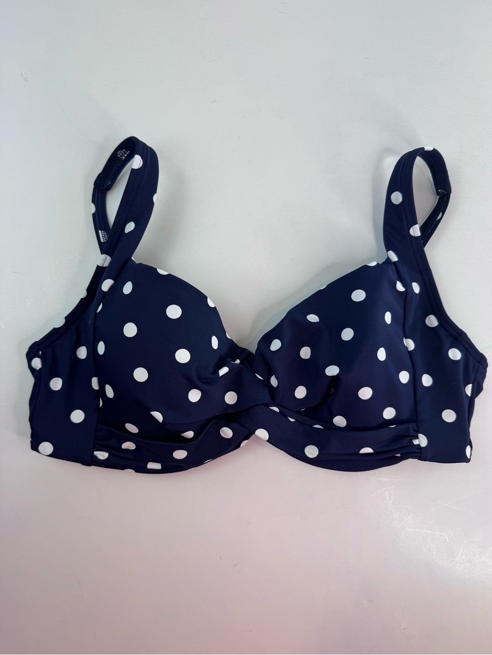 Lands' End SET top AND bottoms navy blue white polka dot - Picture 3 of 13